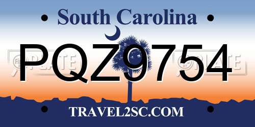 PQZ9754 South Carolina License Plate