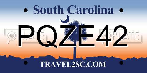 PQZE42 South Carolina License Plate