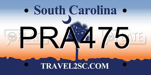 PRA475 South Carolina License Plate