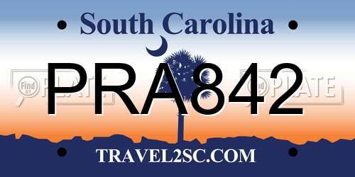 PRA842 South Carolina License Plate