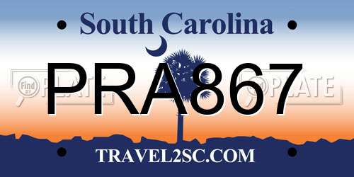 PRA867 South Carolina License Plate