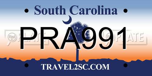 PRA991 South Carolina License Plate