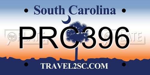 PRC396 South Carolina License Plate