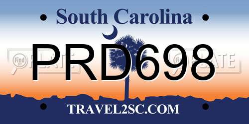 PRD698 South Carolina License Plate