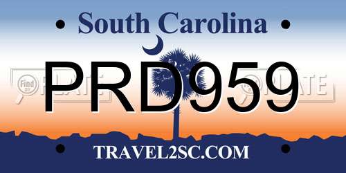 PRD959 South Carolina License Plate