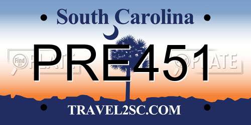 PRE451 South Carolina License Plate
