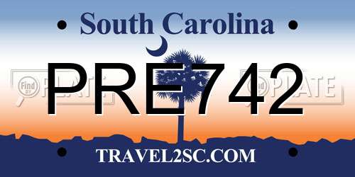 PRE742 South Carolina License Plate