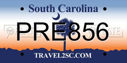 PRE856 South Carolina License Plate