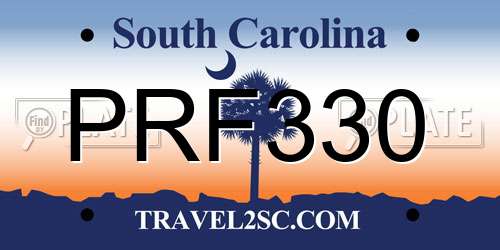 PRF330 South Carolina License Plate