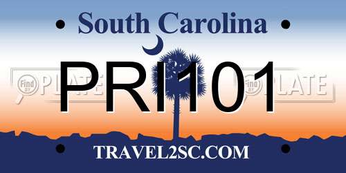 PRI101 South Carolina License Plate