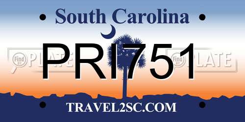 PRI751 South Carolina License Plate