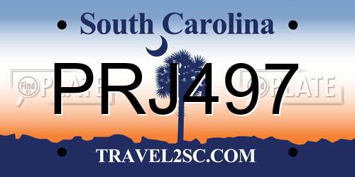 PRJ497 South Carolina License Plate