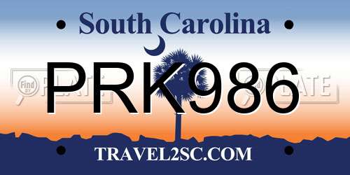 PRK986 South Carolina License Plate