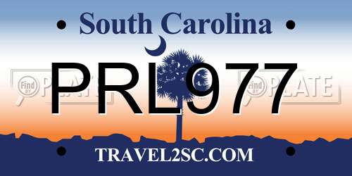 PRL977 South Carolina License Plate
