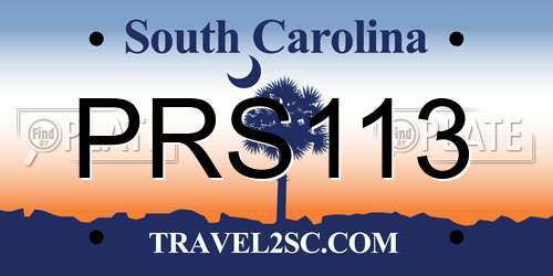 PRS113 South Carolina License Plate