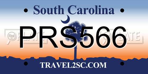 PRS566 South Carolina License Plate
