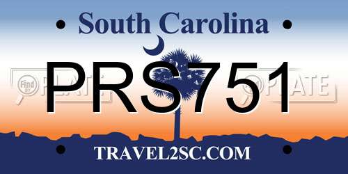 PRS751 South Carolina License Plate