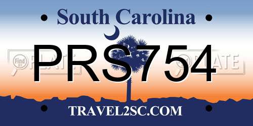 PRS754 South Carolina License Plate