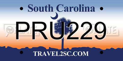 PRU229 South Carolina License Plate