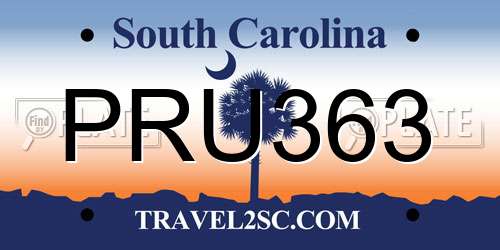 PRU363 South Carolina License Plate