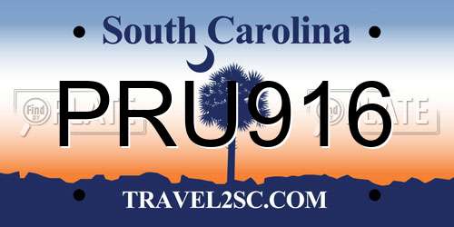PRU916 South Carolina License Plate