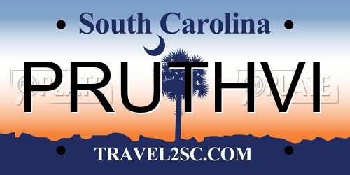PRUTHVI South Carolina License Plate