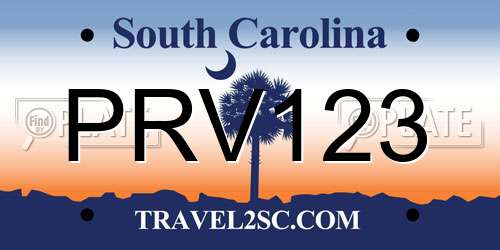 PRV123 South Carolina License Plate