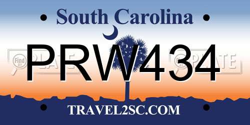 PRW434 South Carolina License Plate
