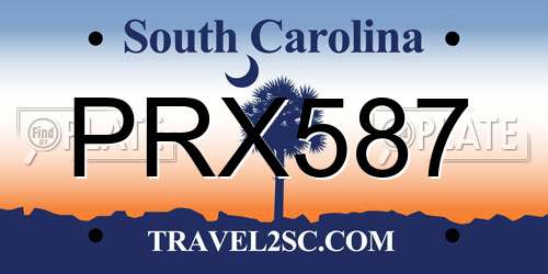 PRX587 South Carolina License Plate