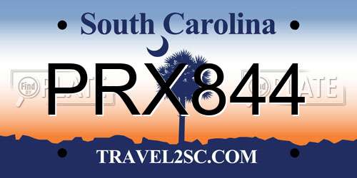 PRX844 South Carolina License Plate