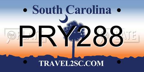 PRY288 South Carolina License Plate