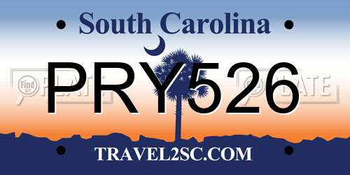 PRY526 South Carolina License Plate