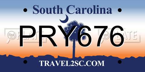 PRY676 South Carolina License Plate