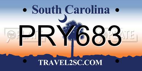 PRY683 South Carolina License Plate