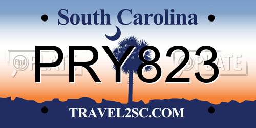 PRY823 South Carolina License Plate