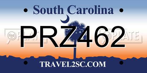 PRZ462 South Carolina License Plate