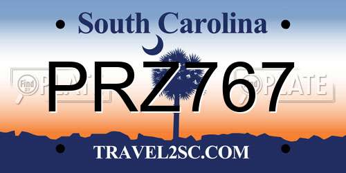 PRZ767 South Carolina License Plate