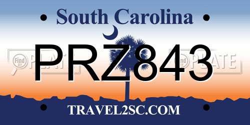 PRZ843 South Carolina License Plate