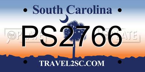 PS2766 South Carolina License Plate