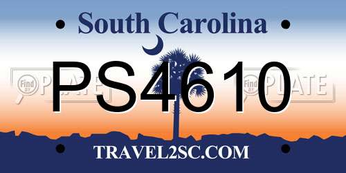 PS4610 South Carolina License Plate
