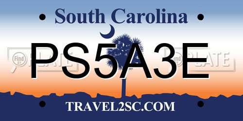PS5A3E South Carolina License Plate