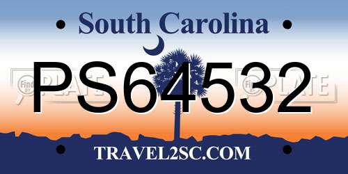 PS64532 South Carolina License Plate