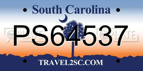 PS64537 South Carolina License Plate