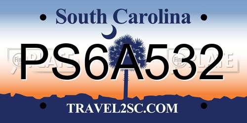 PS6A532 South Carolina License Plate
