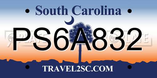 PS6A832 South Carolina License Plate
