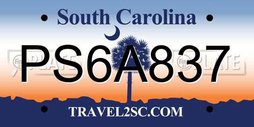 PS6A837 South Carolina License Plate
