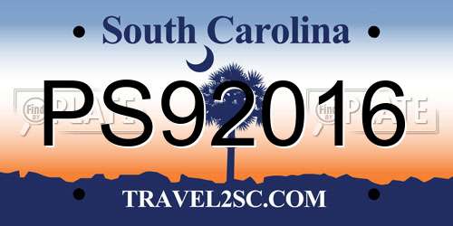 PS92016 South Carolina License Plate