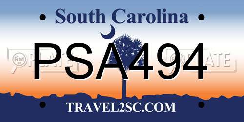PSA494 South Carolina License Plate