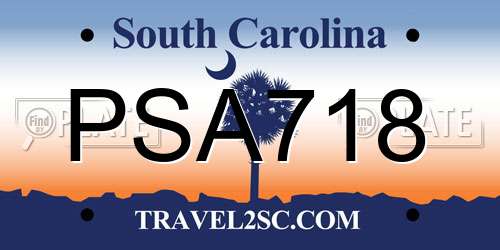 PSA718 South Carolina License Plate