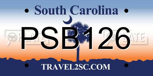 PSB126 South Carolina License Plate